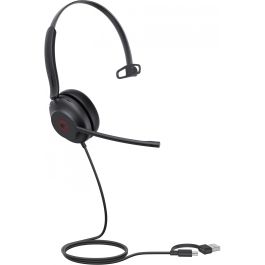 Yealink UH35 Mono Teams Auriculares con Diadema, Conexión USB-C y USB-A para Llamadas y Música, Color Negro