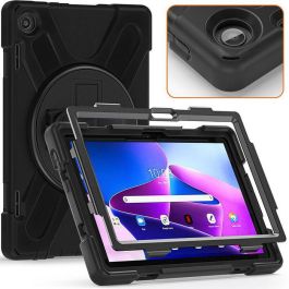 eSTUFF Funda Defender AUSTIN para Lenovo Tab M10 3ra Gen 2022 10.1 (TB-328FU/TB-328XU) antigolpes con soporte y correa - Negro