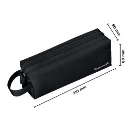 Estuche Portatodo Liderpapel Classic Rectangular Con Asa 2 Cremalleras 210 X80 mm Negro