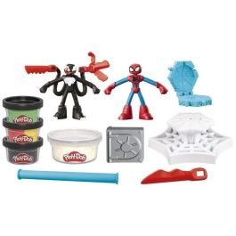 Play-Doh F9827 Set de Juego Spider-Man Marvel Lanza y Atrapa con Figuras Venom y Spider-Man, Incluye Caja Fuerte para Moldear
