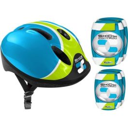 COMBO AZUL (casco + rodilleras y coderas) CONTROL DE DESLIZAMIENTO
