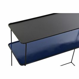 DKD Home Decor Consola Moderna Morden Court de Metal Azul y Negro, Doble Cara con 1 Estantería, 27.5x65x80 cm (Set de 2)