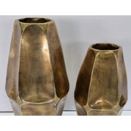 DKD Home Decor Mesita Auxiliar Dorada Aluminio y Cristal 46 x 57 x 46 cm