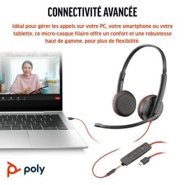 Poly C3225 Auriculares Stereo USB-C con Micrófono Flexible para Oficina y Empresa - Serie Blackwire 3200 de Diseño Elegante y Audio Calidad