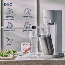 SODASTREAM DUOBICB - Máquina DUO blanca Pack 4 botellas (2 decantadores DUO + 2 Fusible LV) + 1 cilindro de intercambio CQC SODASTREAM DUOBICB - Máquina DUO blanca Pack 4 botellas (2 decantadores DUO + 2 Fusible LV) + 1 cilindro de intercambio CQC