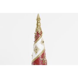 DKD Home Decor Figura de Navidad Árbol Moderna de Resina Rojo Blanco Dorado 10x35.5x10 cm
