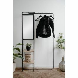 Mueble de Recibidor con Estructura Metálica y 2 Estantes - Espejo - Negro / Roble Artesano - 100x185x37cm - LUTON003747 Mueble de Recibidor con Estructura Metálica y 2 Estantes - Espejo - Negro / Roble Artesano - 100x185x37cm - LUTON003747