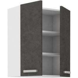 LASSEN Armario alto de almacenaje con puertas batientes Gris mate L 60 cm x P 31,6 cm x H 72 cm