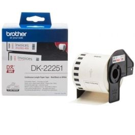 Brother DK22251 Cinta de Papel Continuo Térmico para Etiquetas Adhesivas 62mm x 15.24m Negro y Rojo Precio: 26.49999946. SKU: B1A5QT5V9E