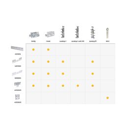 Emuca Lote de 5 kits de colgadores ocultos para módulos altos Levelup1 con pletina, Acero, Cincado