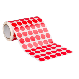 Liderpapel Gomets Circulares Autoadhesivos 15 mm Rojo Rollo de 2500 Unidades en Caja