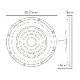 Edm Campana LED 100W, 10000 Lúmenes, 6400K Luz Fría, IP65, Aluminio, Ra 80, Ángulo 90°, 144 LEDs, FP 0.9, Ø260x45mm Edm Campana LED 100W, 10000 Lúmenes, 6400K Luz Fría, IP65, Aluminio, Ra 80, Ángulo 90°, 144 LEDs, FP 0.9, Ø260x45mm