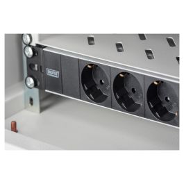 Digitus 1HE Regleta deenchufes con 3 Tomas Tipo F, Aluminio, Negro, Cable 2m