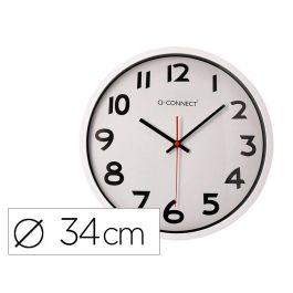 Reloj Q-Connect De Pared Plastico Oficina Redondo 34 cm Marco Blanco