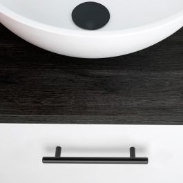 Emuca Lote de 10 tiradores para mueble Orlando, L188mm, intereje 128mm, Acero, Pintado negro