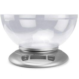 Orbegozo PC 2017 A Báscula de Cocina Electrónica Digital hasta 3.5kg, Función Tara, Bol Transparente, Plata