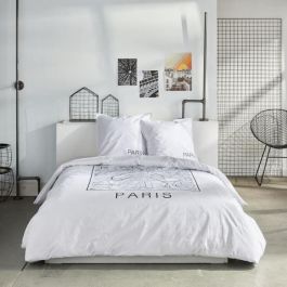 Juego de cama - HOY - JAVA - 2 personas - 240x220 cm - Algodón - Estampado París - Blanco