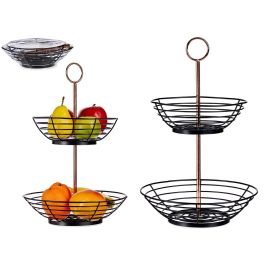 Frutero Dos Pisos Acero Negro con Asa Cobre Kinvara 28.5x28.5x42.3 cm (8 Unidades) Precio: 96.49999986. SKU: B1JAWQ9ZLB