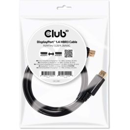 Club3D Cable DisplayPort 1.4 HBR3 1m Macho/Macho, 8K@60Hz, 32.4Gbps para video y audio de alta calidad