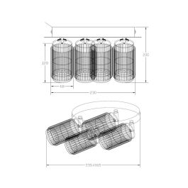 Cristalrecord Foco 4 elementos Sahara arenado GU10 10W Blanco 23x6x20cm