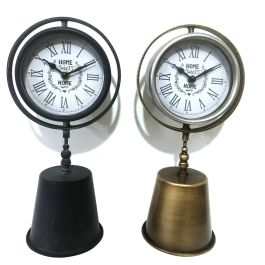 DKD Home Decor Reloj de Sobremesa Vintage para Hogar, Hierro y Cristal Negro Dorado, 32 cm de Alto, Set de 4 Unidades Surtidas