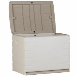 PLASTIKEN Safe 260L - Baúl de Almacenamiento Multiusos Interior/Exterior con Ruedas y Candado Beige para Jardín o Juguetes
