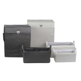 Cesta Basicos DKD Home Decor Blanco Negro 34 x 49 x 45 cm Set de 5