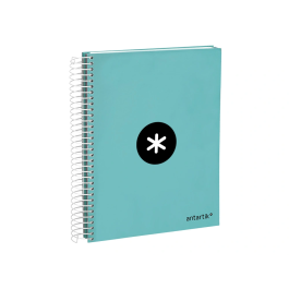 Antartik Cuaderno Espiral A5 Micro, 120 Hojas 90gr Liso, 5 Bandas, 6 Taladros, Color Menta