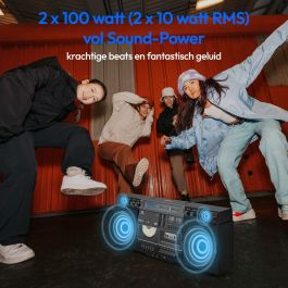 Medion MED4061275229943 Radio Ghetto Blaster FM DAB+ Vintage - CD/Casete/USB/MP3 - 2 x 10 W RMS - Negro