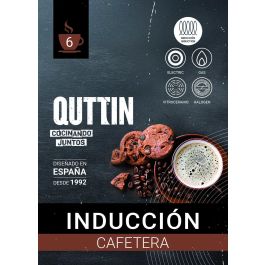 Quttin Cafetera de Inducción de 6 Tazas Negra de Acero Inoxidable y Aluminio – 12,5 x 19 x 18 cm (6 Unidades)