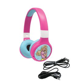 Lexibook Auriculares Plegables Barbie Inalámbricos Bluetooth 5.0, con Micrófono y Cable Jack Extraíble, Sonido Protegido para Niños