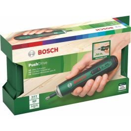 Bosch Destornillador Inalámbrico PushDrive Batería Iones de Litio con Función Push & Go y Portabrocas Magnético