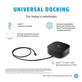 HP USB-C/A Universal Dock G2 Base de conexión universal para portátiles USB-C y USB-A