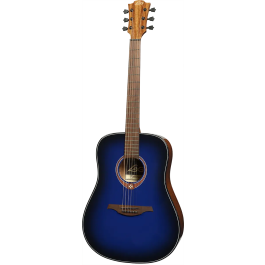 LAG Guitarra Acústica Dreadnought Edición Limitada Blue Burst Azul Tapa Cedro Rojo Macizo Mástil Caoba