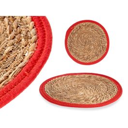 Giftdecor Tapete Natural con Borde Rojo 35x35 cm - Fibra Natural (48 Unidades) Precio: 113.50000013. SKU: S3609003