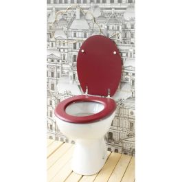 Gelco Design Asiento de Inodoro Dolce de Madera Moldeada con Bisagras de Acero Inoxidable - Rojo Cardenal