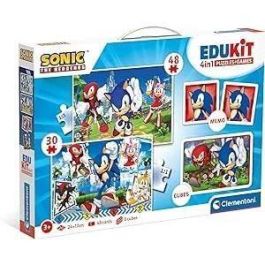 Clementoni - Edukit - Sonic - Caja de aprendizaje 4 en 1 - 2 rompecabezas, 1 nota, 1 juego de 6 cubos - Hecho en Italia - A partir de 4 años Precio: 30.1169000968. SKU: B1HQJPSLL7