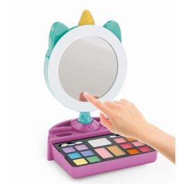 CLEMENTONI - Espejo de maquillaje Unicornio - Aro de luz - Maquillaje y complementos para cabello y uñas - A partir de 7 años