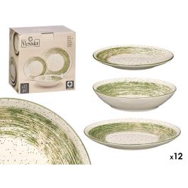 Vessia Vajilla 12 Piezas Patinada Verde, Cerámica, Plato Grande 27x27x3 cm y Plato Hondo 20x20x4.5 cm, Dimensiones 27x15x27 cm (Set de 2) Precio: 59.50000034. SKU: B1E2ZVLCWT