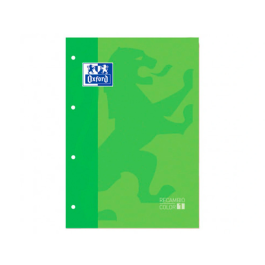 Oxford Recambio Color 1 Din A4+ 80 Hojas 90 Gr Cuadro 5 Mm 4 Taladros Verde Manzana