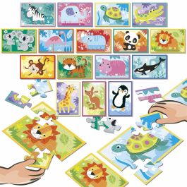 Educa EDU1747456973337 Puzzle Battle Jr Animales 16 puzzles de 9 piezas, para niños a partir de 4 años
