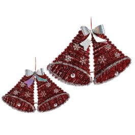 Krist+ Campanas Navideñas Espumillón con LED Rojo Plata 52x31.5x7.5 cm (Set de 12) Precio: 83.49999944. SKU: B1JMB933QB