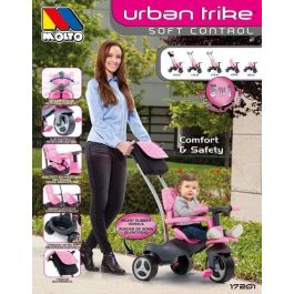Triciclo urban trike rosa con palo, cinturon, bolsa y rueda goma 98 cm Triciclo urban trike rosa con palo, cinturon, bolsa y rueda goma 98 cm