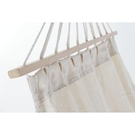 DKD Home Decor Hamaca Terraza Jardín Beige 100x200 cm con Flecos, Algodón Poliéster Pino, Carga 100kg