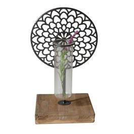 DKD Home Decor Portavela Vintage Marron Negro Metal Cristal Madera 20 x 36 x 20 cm Precio: 12.56706. SKU: S3031088