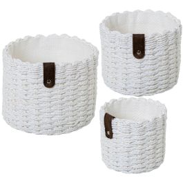 Juego de Cestos Alexandra House Living 03818 Blanco Mimbre Ratán Fibra natural (3 Unidades)