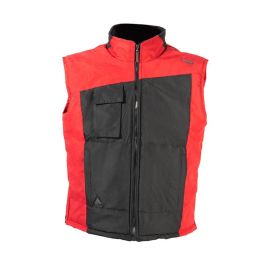 Duver Chaleco Acolchado Fidji Poliéster Pongee PVC Negro Rojo Cuello Lana Polar 3 Bolsillos Protege Riñones Talla XL