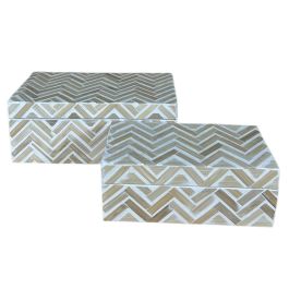 DKD Home Decor Caja Tropical Colección Raviet de Bambú y Resina Acabado Natural Mosaico Surtido Marrón Blanco Set de 2 (16x12x30 cm) Precio: 49.58999991. SKU: B1A43Z65HB