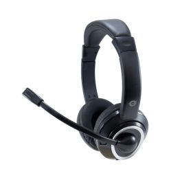 Conceptronic Auriculares con Micrófono Flexible, Jack 3.5 mm, Control de Volumen, Incluye Adaptador 1 a 2, Negro