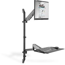 Digitus DA-90372 Estación de Trabajo Flexible para Montaje en Pared, Soporte Monitor Único Ajustable en Altura, Negro